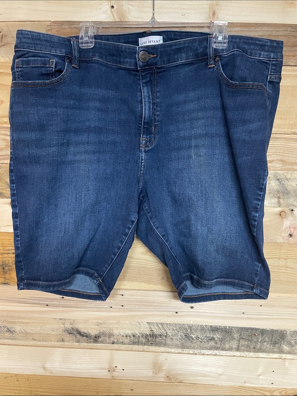 Lane Bryant Size 26 Dark Blue Flex Magic Waistband Mid-rise Bermuda Denim Shorts